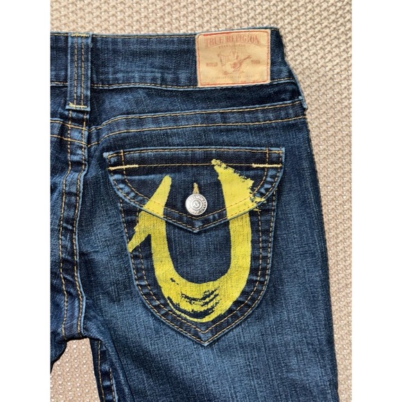 True Religion Jeans Womens Joey Blue Denim Distressed Blue‎ Denim Y2K Size 28 - Picture 3 of 12